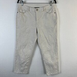 Simply Vera Vera Wang Denim Textured Cropped Pants Womens Size 10 White